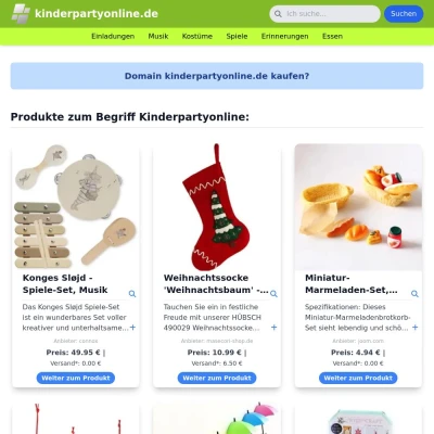 Screenshot kinderpartyonline.de