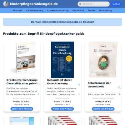 Screenshot kinderpflegekrankengeld.de