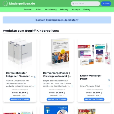 Screenshot kinderpolicen.de