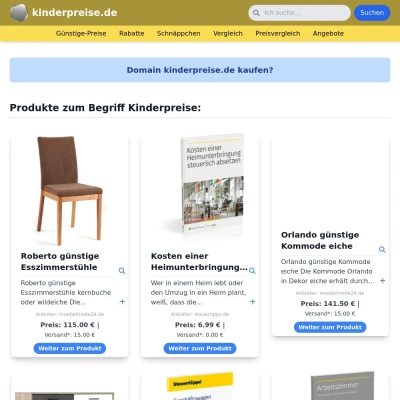 Screenshot kinderpreise.de