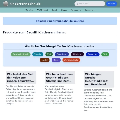 Screenshot kinderrennbahn.de