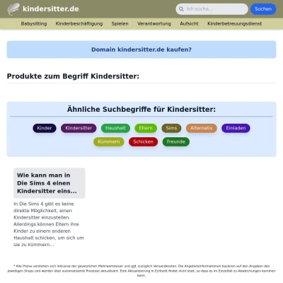 Screenshot kindersitter.de