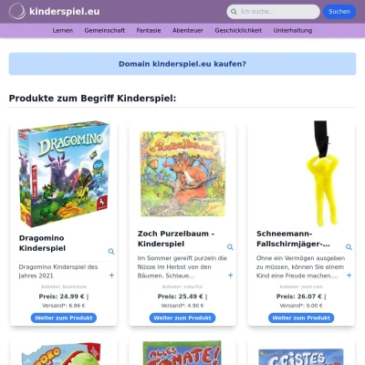 Screenshot kinderspiel.eu