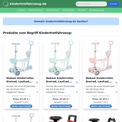 Screenshot kindertretfahrzeug.de