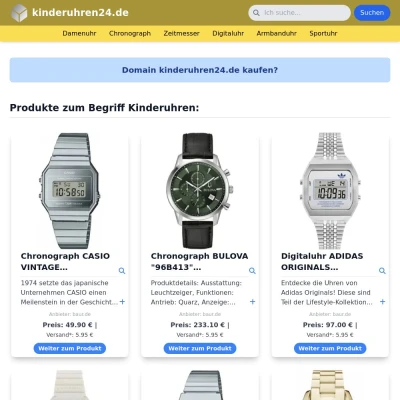 Screenshot kinderuhren24.de
