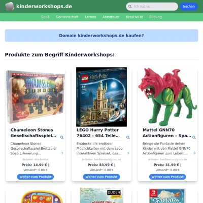 Screenshot kinderworkshops.de