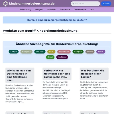 Screenshot kinderzimmerbeleuchtung.de