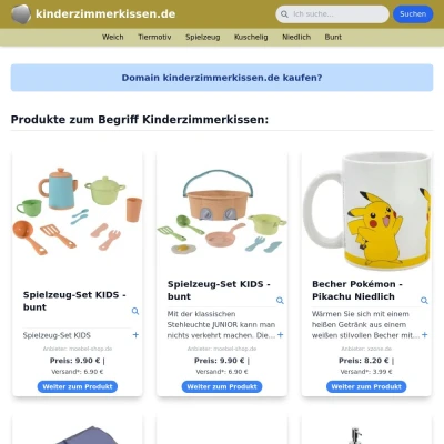 Screenshot kinderzimmerkissen.de