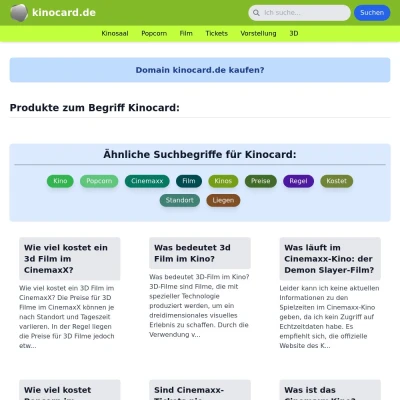 Screenshot kinocard.de