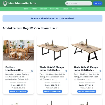 Screenshot kirschbaumtisch.de