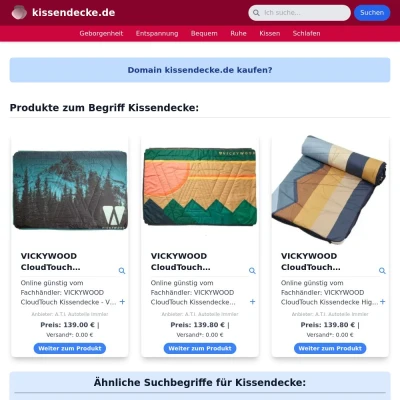 Screenshot kissendecke.de