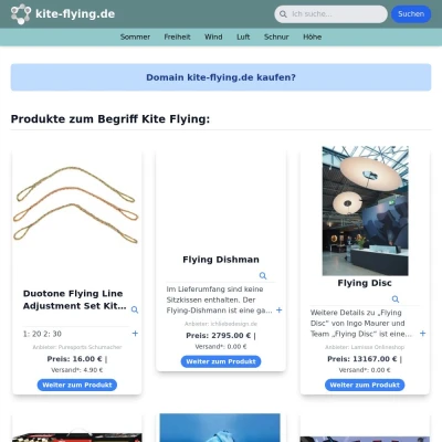 Screenshot kite-flying.de