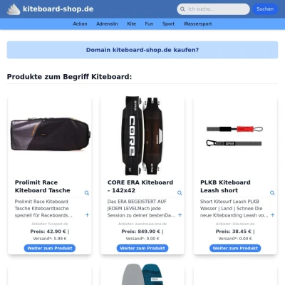 Screenshot kiteboard-shop.de