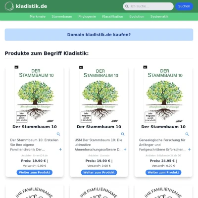 Screenshot kladistik.de