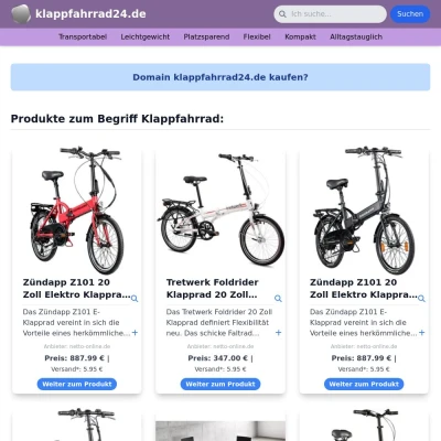 Screenshot klappfahrrad24.de