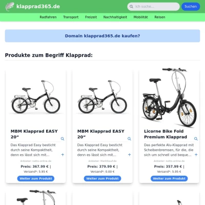 Screenshot klapprad365.de