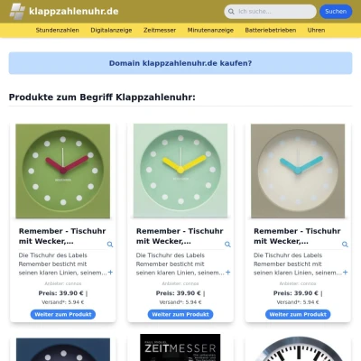 Screenshot klappzahlenuhr.de