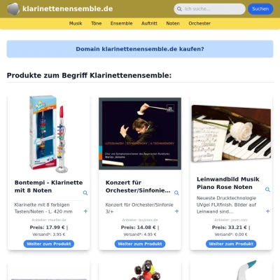 Screenshot klarinettenensemble.de