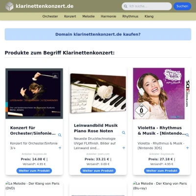 Screenshot klarinettenkonzert.de