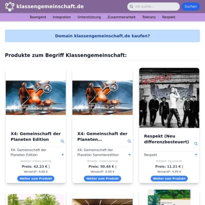 Screenshot klassengemeinschaft.de