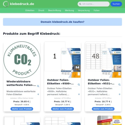 Screenshot klebedruck.de