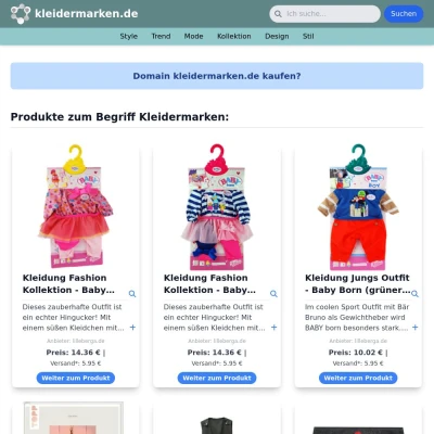 Screenshot kleidermarken.de