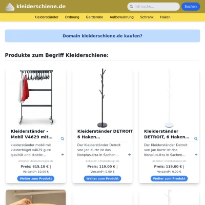 Screenshot kleiderschiene.de