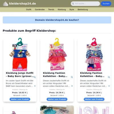 Screenshot kleidershop24.de