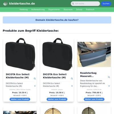 Screenshot kleidertasche.de