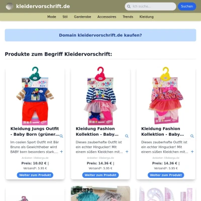 Screenshot kleidervorschrift.de