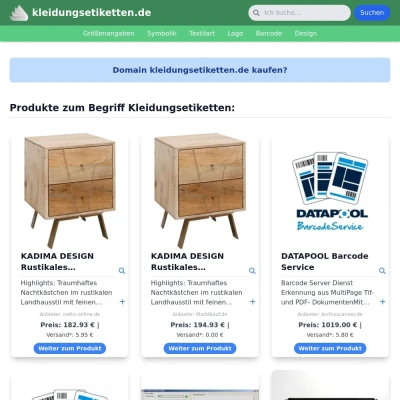 Screenshot kleidungsetiketten.de