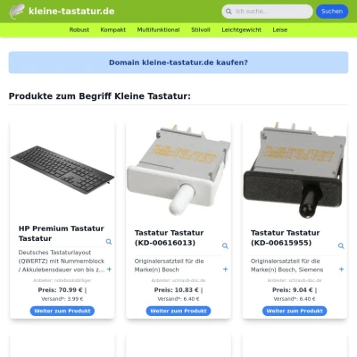Screenshot kleine-tastatur.de