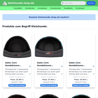 Screenshot kleinhunde-shop.de