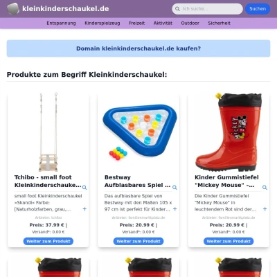 Screenshot kleinkinderschaukel.de