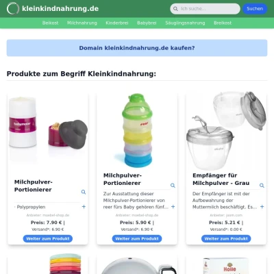 Screenshot kleinkindnahrung.de