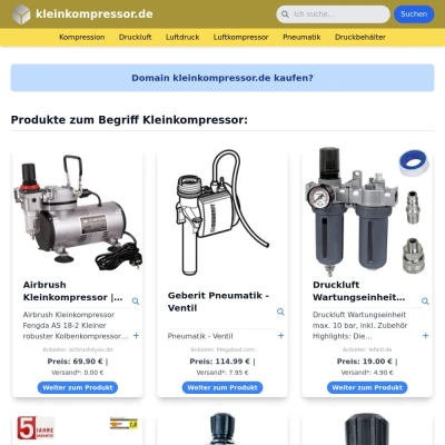 Screenshot kleinkompressor.de