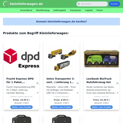 Screenshot kleinlieferwagen.de