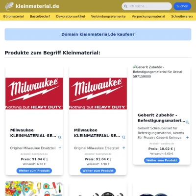 Screenshot kleinmaterial.de