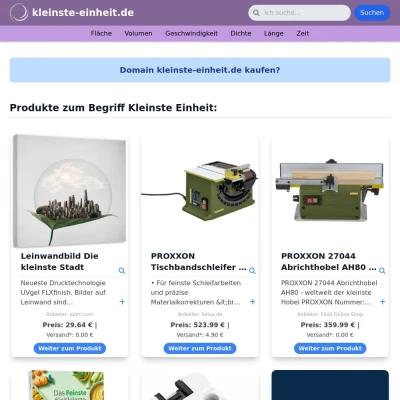 Screenshot kleinste-einheit.de