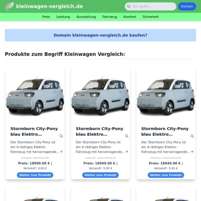 Screenshot kleinwagen-vergleich.de