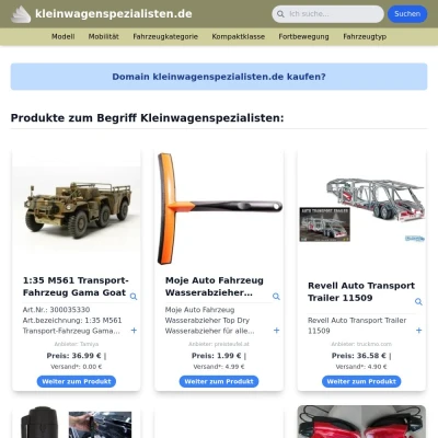 Screenshot kleinwagenspezialisten.de