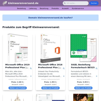 Screenshot kleinwarenversand.de