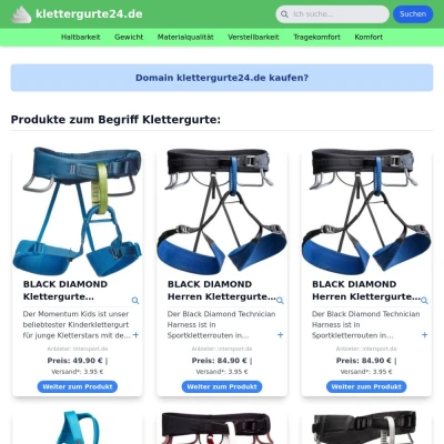 Screenshot klettergurte24.de