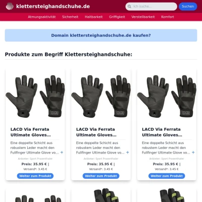 Screenshot klettersteighandschuhe.de