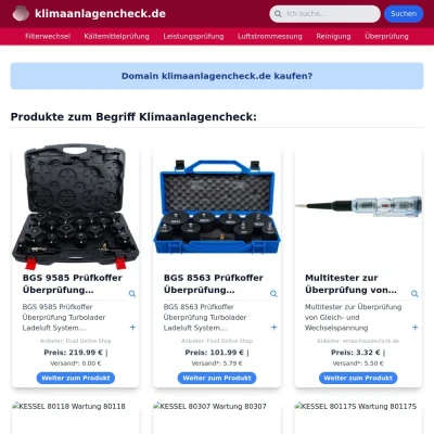 Screenshot klimaanlagencheck.de