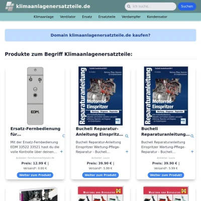 Screenshot klimaanlagenersatzteile.de