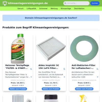Screenshot klimaanlagenreinigungen.de