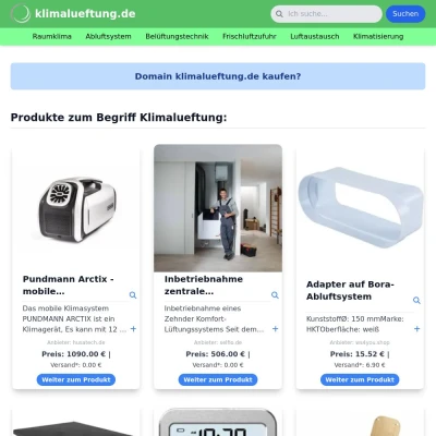 Screenshot klimalueftung.de