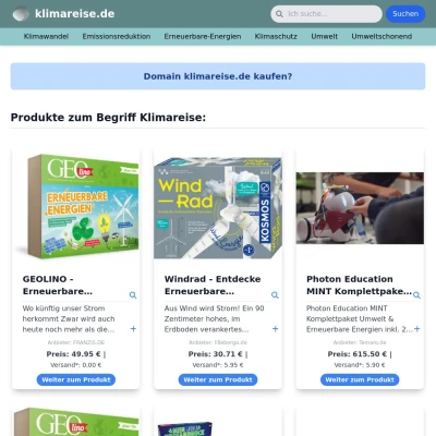 Screenshot klimareise.de