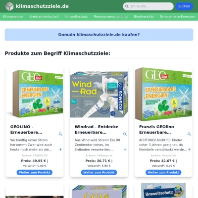 Screenshot klimaschutzziele.de